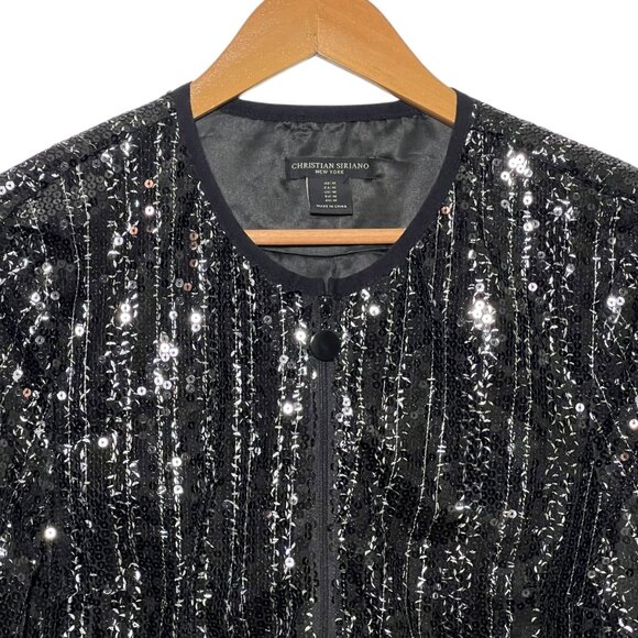 Christian Siriano Sequins Occasion Event NYE Bling Zip Jacket Party Medium - Picture 4 of 14